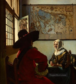  Johan Oil Painting - Officer And Laughing Girl Baroque Johannes Vermeer